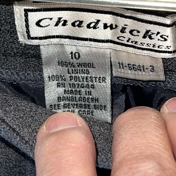 Vintage Chadwick’s Wool Lined Dress Pants Size 10 Gray Pleated Front Pocketed - Picture 4 of 7